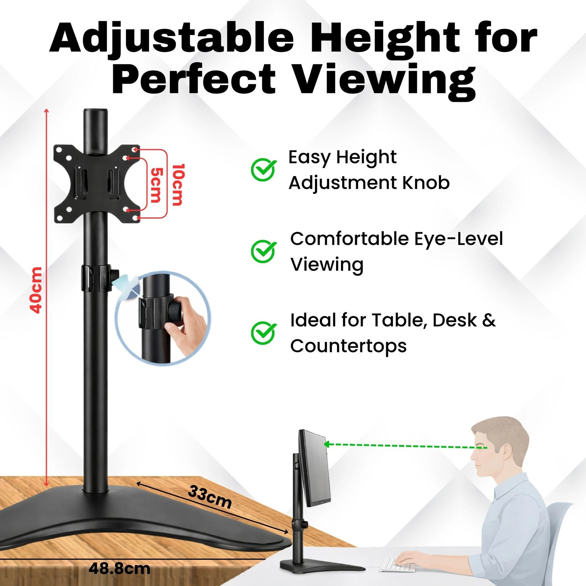 LED Monitor Table Top Mount Stand For LED 14"-27" view 4